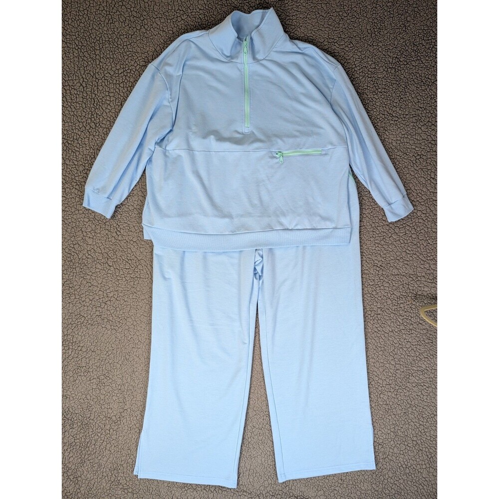 MUK LUKS Butter Knit Loungewear 2 Piece Set Blue Size 1XWP Cozy Comfort Pockets